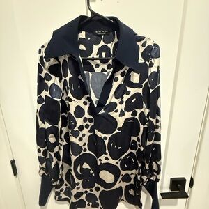 SHAN Women's Abstract Navy and Cream Jacket